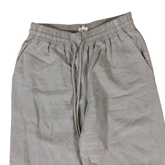 Wilfred Linen Blend Wide Leg Pants Gray Drawstring Waist Relaxed Fit 2XS - Picture 2 of 5